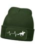 Damen Beanie mit Patch Strickmütze Aufdruck Pferd Herzschlag Design Reiterin Geschenk Pferdefreundin Damenmütze Moonworks®preview
