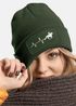 Damen Beanie mit Patch Strickmütze Aufdruck Pferd Herzschlag Design Reiterin Geschenk Pferdefreundin Damenmütze Moonworks®preview