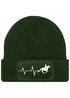 Damen Beanie mit Patch Strickmütze Aufdruck Pferd Herzschlag Design Reiterin Geschenk Pferdefreundin Damenmütze Moonworks®preview