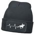 Damen Beanie mit Patch Strickmütze Aufdruck Pferd Herzschlag Design Reiterin Geschenk Pferdefreundin Damenmütze Moonworks®preview