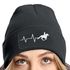 Damen Beanie mit Patch Strickmütze Aufdruck Pferd Herzschlag Design Reiterin Geschenk Pferdefreundin Damenmütze Moonworks®preview