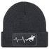 Damen Beanie mit Patch Strickmütze Aufdruck Pferd Herzschlag Design Reiterin Geschenk Pferdefreundin Damenmütze Moonworks®preview