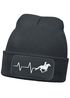 Damen Beanie mit Patch Strickmütze Aufdruck Pferd Herzschlag Design Reiterin Geschenk Pferdefreundin Damenmütze Moonworks®preview