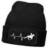 Damen Beanie mit Patch Strickmütze Aufdruck Pferd Herzschlag Design Reiterin Geschenk Pferdefreundin Damenmütze Moonworks®preview