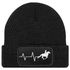 Damen Beanie mit Patch Strickmütze Aufdruck Pferd Herzschlag Design Reiterin Geschenk Pferdefreundin Damenmütze Moonworks®preview