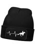 Damen Beanie mit Patch Strickmütze Aufdruck Pferd Herzschlag Design Reiterin Geschenk Pferdefreundin Damenmütze Moonworks®preview