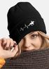 Damen Beanie mit Patch Strickmütze Aufdruck Pferd Herzschlag Design Reiterin Geschenk Pferdefreundin Damenmütze Moonworks®preview