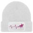 Damen Beanie mit Patch Strickmütze Aufdruck Pferd Herzschlag Design Reiterin Geschenk Pferdefreundin Damenmütze Moonworks®preview