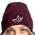 Damen Beanie mit Patch Strickmütze mit Papierboot Design Maritim Geschenk Frauen Aufdruck Lustig Damenmütze Moonworks®preview