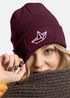 Damen Beanie mit Patch Strickmütze mit Papierboot Design Maritim Geschenk Frauen Aufdruck Lustig Damenmütze Moonworks®preview