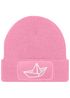 Damen Beanie mit Patch Strickmütze mit Papierboot Design Maritim Geschenk Frauen Aufdruck Lustig Damenmütze Moonworks®preview