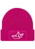 Damen Beanie mit Patch Strickmütze mit Papierboot Design Maritim Geschenk Frauen Aufdruck Lustig Damenmütze Moonworks®preview