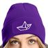 Damen Beanie mit Patch Strickmütze mit Papierboot Design Maritim Geschenk Frauen Aufdruck Lustig Damenmütze Moonworks®preview