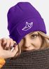 Damen Beanie mit Patch Strickmütze mit Papierboot Design Maritim Geschenk Frauen Aufdruck Lustig Damenmütze Moonworks®preview