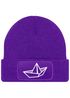 Damen Beanie mit Patch Strickmütze mit Papierboot Design Maritim Geschenk Frauen Aufdruck Lustig Damenmütze Moonworks®preview