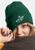 Damen Beanie mit Patch Strickmütze mit Papierboot Design Maritim Geschenk Frauen Aufdruck Lustig Damenmütze Moonworks®preview