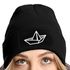 Damen Beanie mit Patch Strickmütze mit Papierboot Design Maritim Geschenk Frauen Aufdruck Lustig Damenmütze Moonworks®preview
