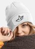 Damen Beanie mit Patch Strickmütze mit Papierboot Design Maritim Geschenk Frauen Aufdruck Lustig Damenmütze Moonworks®preview
