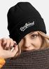 Damen Beanie mit Patch Strickmütze mit Spruch Aufdruck Lustig Damenmütze Moonworks®preview