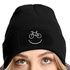 Damen Beanie mit Patch Strickmütze mit Spruch Aufdruck Lustig Fahrrad Bike Smile Damenmütze Moonworks®preview