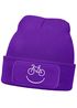 Damen Beanie mit Patch Strickmütze mit Spruch Aufdruck Lustig Fahrrad Bike Smile Damenmütze Moonworks®preview