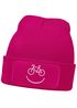 Damen Beanie mit Patch Strickmütze mit Spruch Aufdruck Lustig Fahrrad Bike Smile Damenmütze Moonworks®preview
