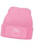 Damen Beanie mit Patch Strickmütze mit Spruch Aufdruck Lustig Fahrrad Bike Smile Damenmütze Moonworks®preview