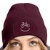 Damen Beanie mit Patch Strickmütze mit Spruch Aufdruck Lustig Fahrrad Bike Smile Damenmütze Moonworks®preview