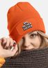 Damen Beanie mit Patch Strickmütze mit Spruch Bad Mother Fucker Statement Aufdruck Lustig Damenmütze Moonworks®preview