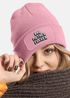 Damen Beanie mit Patch Strickmütze mit Spruch Bad Mother Fucker Statement Aufdruck Lustig Damenmütze Moonworks®preview
