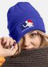 Damen Beanie mit Patch Strickmütze mit Spruch Beer Pong Party Accessoire Aufdruck Lustig Damenmütze Moonworks®preview