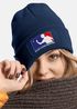Damen Beanie mit Patch Strickmütze mit Spruch Beer Pong Party Accessoire Aufdruck Lustig Damenmütze Moonworks®preview