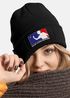 Damen Beanie mit Patch Strickmütze mit Spruch Beer Pong Party Accessoire Aufdruck Lustig Damenmütze Moonworks®preview