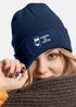 Damen Beanie mit Patch Strickmütze mit Spruch Fueled by Coffee Aufdruck Lustig Damenmütze Geschenk für Kaffeetrinker Moonworks®preview
