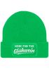 Damen Beanie mit Patch Strickmütze mit Spruch Here for Glühwein Aufdruck Lustig Damenmütze Moonworks®preview