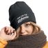 Damen Beanie mit Patch Strickmütze mit Spruch Here for Glühwein Aufdruck Lustig Damenmütze Moonworks®preview