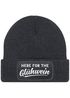 Damen Beanie mit Patch Strickmütze mit Spruch Here for Glühwein Aufdruck Lustig Damenmütze Moonworks®preview