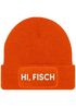 Damen Beanie mit Patch Strickmütze mit Spruch Hi Fisch Aufdruck Hallo Lustig Damenmütze Moonworks®preview