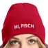 Damen Beanie mit Patch Strickmütze mit Spruch Hi Fisch Aufdruck Hallo Lustig Damenmütze Moonworks®preview