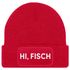 Damen Beanie mit Patch Strickmütze mit Spruch Hi Fisch Aufdruck Hallo Lustig Damenmütze Moonworks®preview