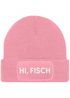 Damen Beanie mit Patch Strickmütze mit Spruch Hi Fisch Aufdruck Hallo Lustig Damenmütze Moonworks®preview