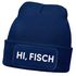 Damen Beanie mit Patch Strickmütze mit Spruch Hi Fisch Aufdruck Hallo Lustig Damenmütze Moonworks®preview