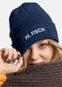 Damen Beanie mit Patch Strickmütze mit Spruch Hi Fisch Aufdruck Hallo Lustig Damenmütze Moonworks®preview