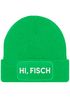 Damen Beanie mit Patch Strickmütze mit Spruch Hi Fisch Aufdruck Hallo Lustig Damenmütze Moonworks®preview