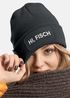 Damen Beanie mit Patch Strickmütze mit Spruch Hi Fisch Aufdruck Hallo Lustig Damenmütze Moonworks®preview