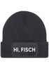 Damen Beanie mit Patch Strickmütze mit Spruch Hi Fisch Aufdruck Hallo Lustig Damenmütze Moonworks®preview