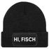 Damen Beanie mit Patch Strickmütze mit Spruch Hi Fisch Aufdruck Hallo Lustig Damenmütze Moonworks®preview