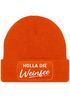 Damen Beanie mit Patch Strickmütze mit Spruch Holla die Weinfee Aufdruck Lustig Damenmütze Moonworks®preview