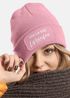 Damen Beanie mit Patch Strickmütze mit Spruch Holla die Weinfee Aufdruck Lustig Damenmütze Moonworks®preview