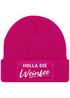 Damen Beanie mit Patch Strickmütze mit Spruch Holla die Weinfee Aufdruck Lustig Damenmütze Moonworks®preview